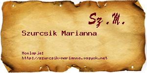Szurcsik Marianna névjegykártya